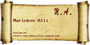 Marinkov Aliz névjegykártya